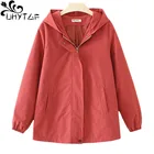 Женская свободная ветровка с капюшоном UHYTGF, повседневный тренчкот большого размера в Корейском стиле на весну и осень, 1503