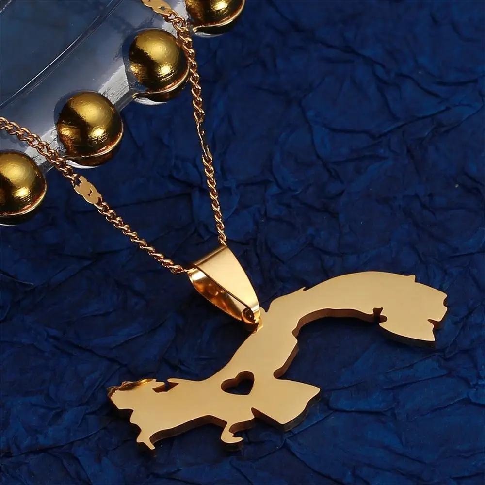 Ожерелье из нержавеющей стали с подвеской в виде карт Панамы для женщин