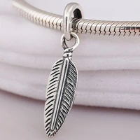 100 925 sterling silver charm creative dream catching feather pendant fit pandora women bracelet necklace diy jewelry