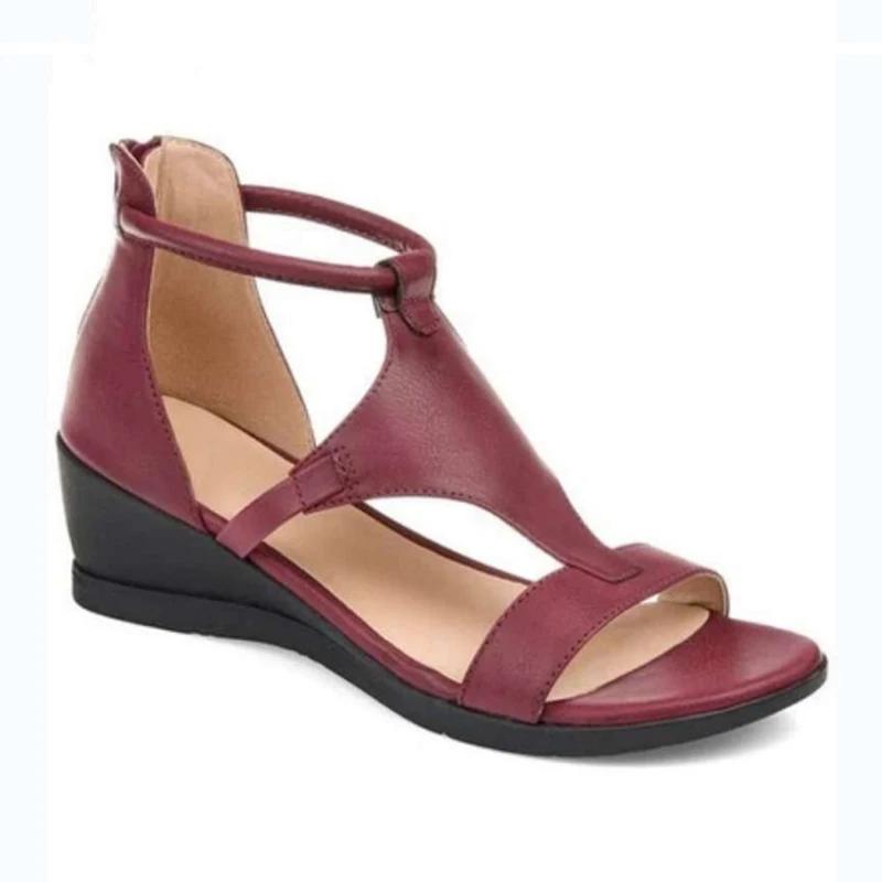 Женские сандалии на танкетке Сезон лето 2020 ботинки среднем каблуке Женская обувь