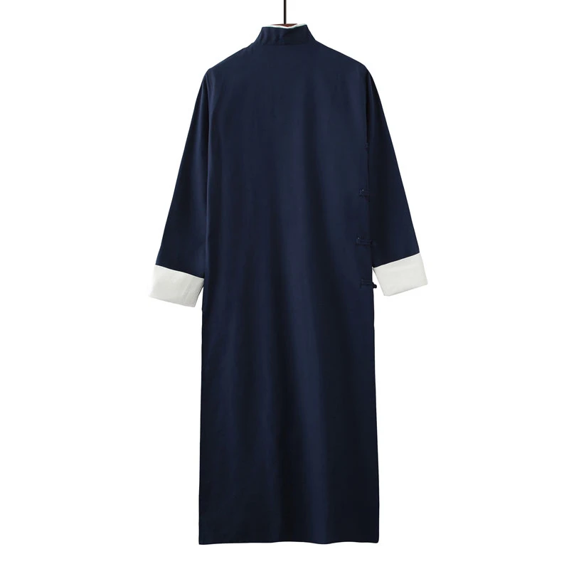 9 Colors Chinese Style Traditional Kung Fu Retro Male Tang Suit Gown Crosstalk Performance Tunic Pure Cotton Linen |