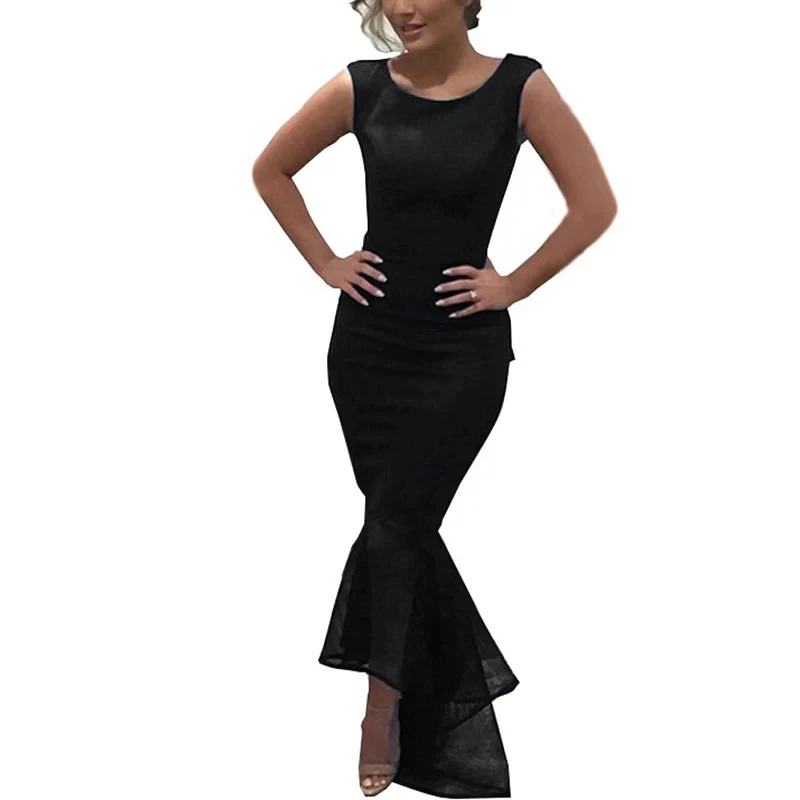 Женское платье макси без рукавов облегающее вечернее вечерние платья милое