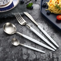 dinnerware white silverware cutlery set 304stainless steel luxury flatware home fork spoon knife kitchen dinner set dropshipping