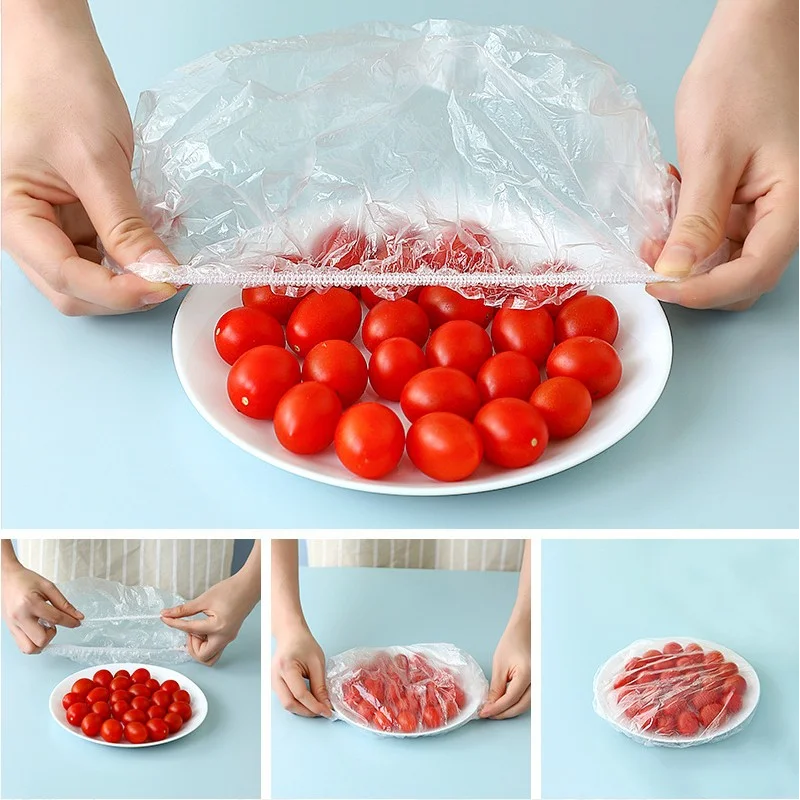 

100pcs Elastic Stretch Adjustable Bowl Lids Universal Reusable Plastic Bags Food Cover Kitchen Wrap Seal Fresh Keeping Caps