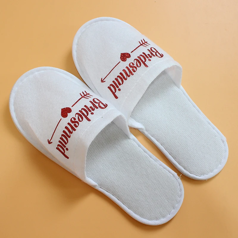 

1Pair Hotel Travel Spa Disposable Slippers Guest Slippers White Nonslip Slippers Cute Red Printed Home Beauty Salon Slippers