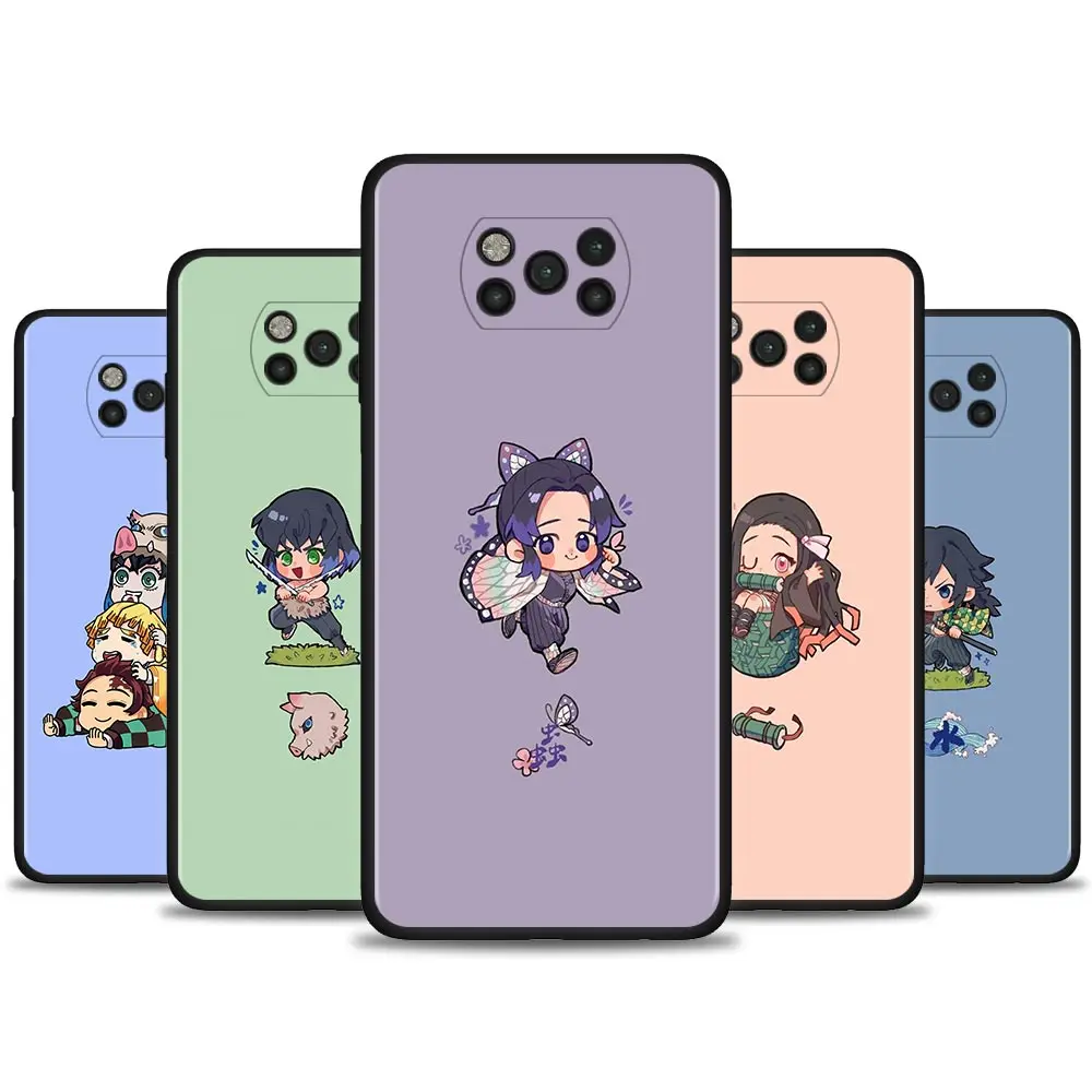 

Demon Slayer Cute Kimetsu Yaiba For Xiaomi Poco X3 NFC M3 Pro F3 X3 GT F1 Capa for MI Note 10 Pro Case For mi CC9 Pro A3 A2 Lite