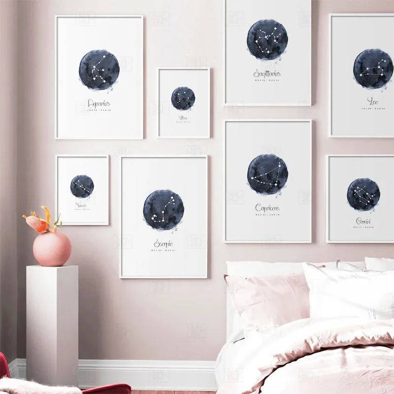 

Constellation Nursery Wall Art Canvas Poster Prints Astrology Sign Minimalist Watercolor Painting Nordic Kids Decoration Picture