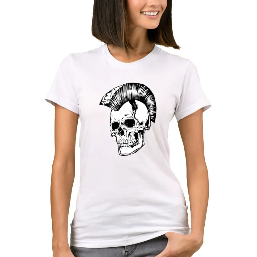 

Hair style punk skull New Fashion Summer Unisex Short Sleeve Casual Daily Harajuku Print Loose T-shirt