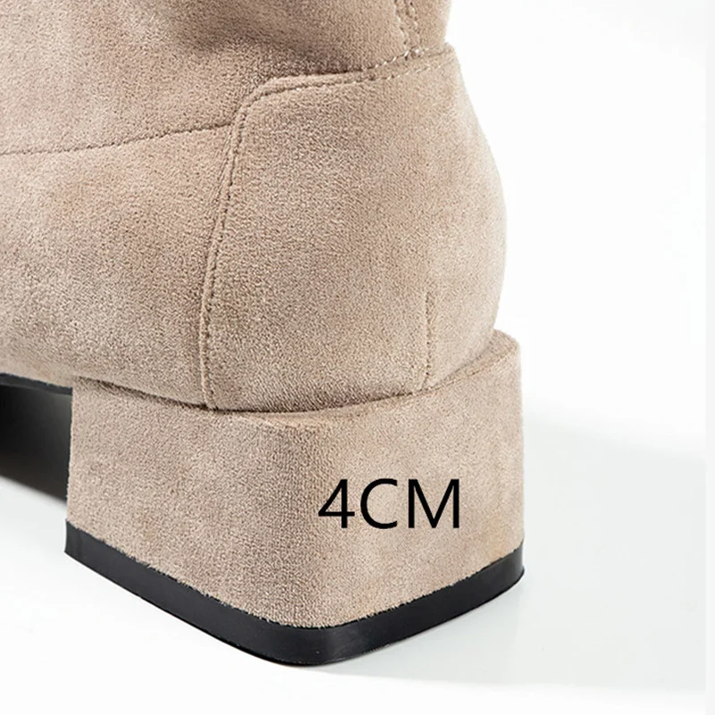 Botas mujer invierno; коллекция года; женские зимние ботильоны на меху; женские ботинки на высоком каблуке; однотонная женская обувь; цвет синий, черный