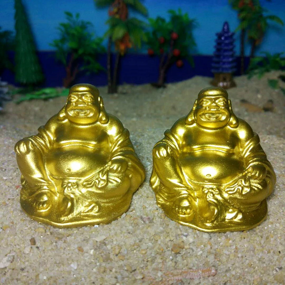 Мини Смола Золотая статуэтка Будды индийский Будда скульптура китайский фэн шуй