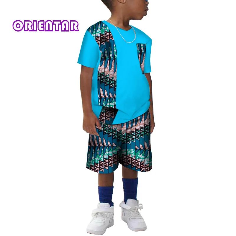 Комплект детской африканской одежды из 2 предметов хлопковая рубашка с коротким