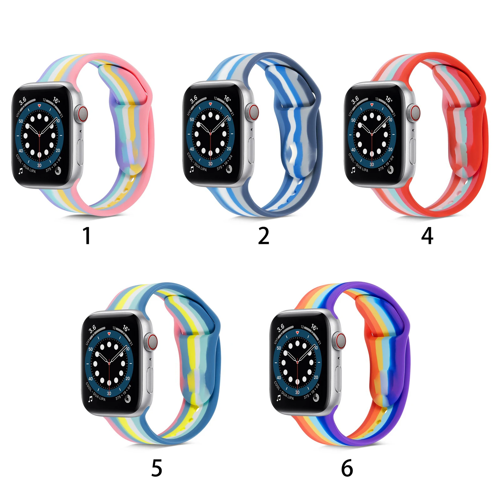

Silicone Strap For Apple Watchband 40mm 44mm 38mm 42mm 2021mixedcolor watchband smartwatch bracelet iWatch serie 3 4 5 6 se band