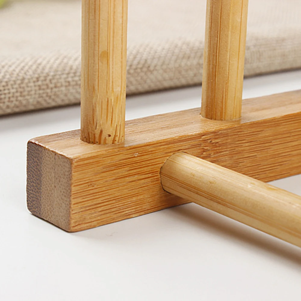 Бамбуковая подставка для посуды дренажная сушильная сушилка держатель хранения