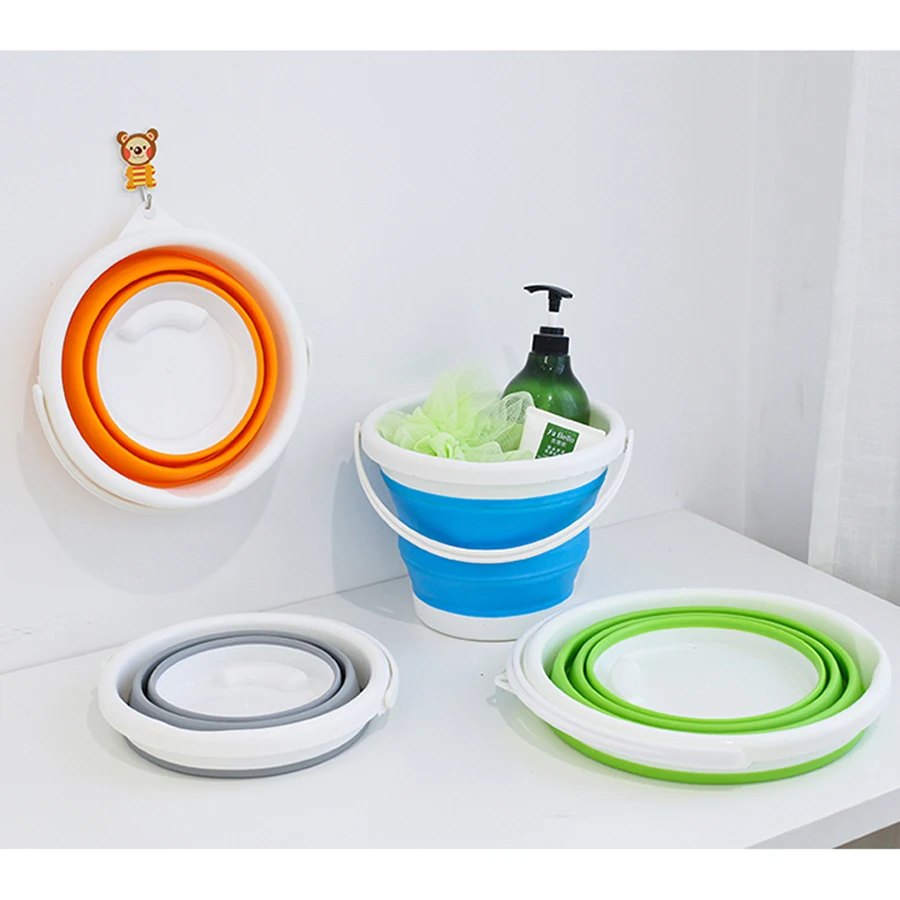 1.5-10L Portable Folding Bucket Outdoor Thick PP Silicone Fishing Supplies Folding Bucket for Fishing Promotion camping Car Wash