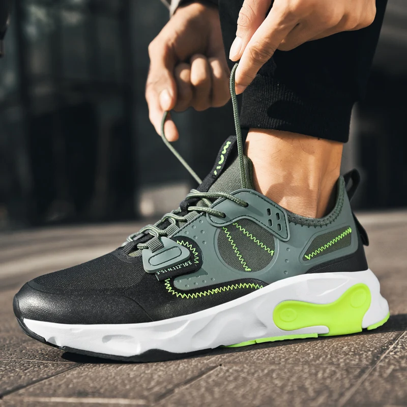 

Кроссовки мужские на платформе, повседневные сетчатые, зимние, черные, корейский стиль, лето 2020