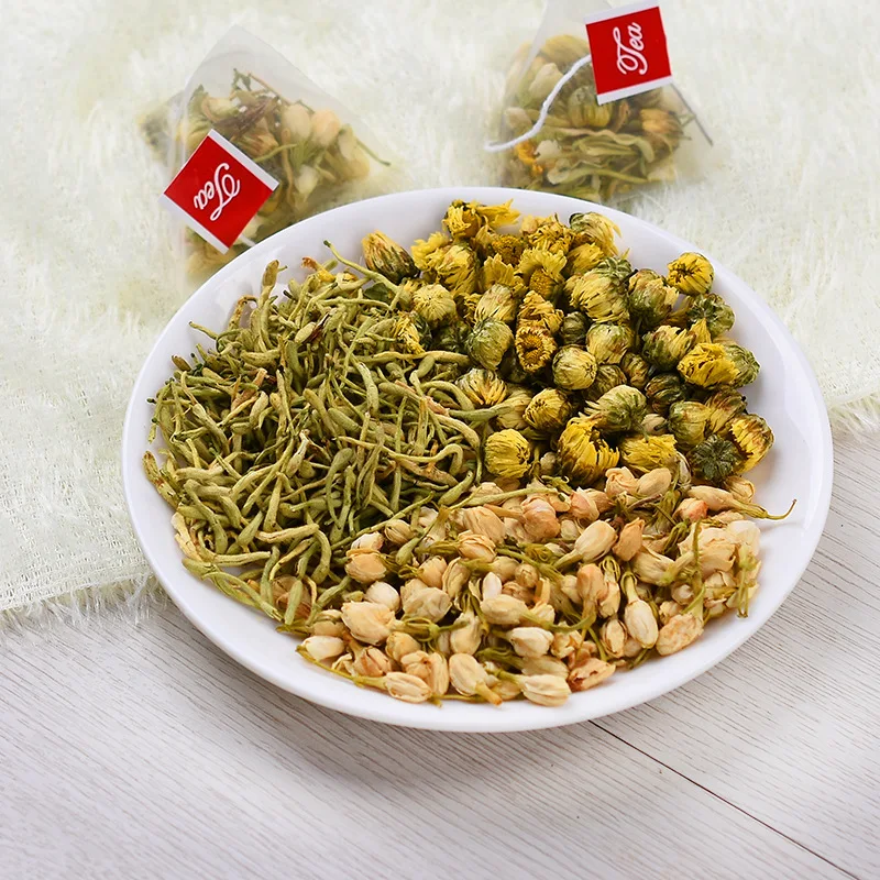 Жимолости хризантемы Жасмин три сочетания цветочного чая Камелия треугольный