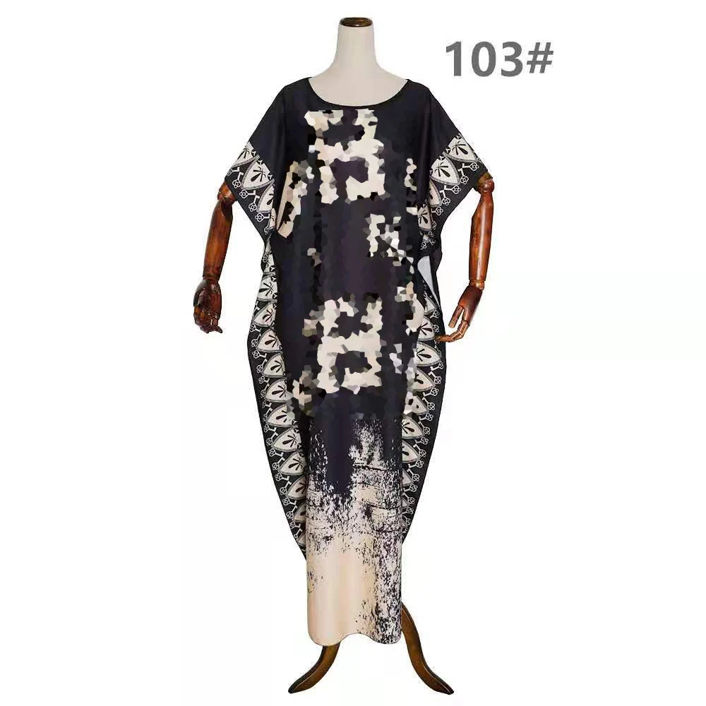 

African Muslim plus size bat shirt digital printing long dress