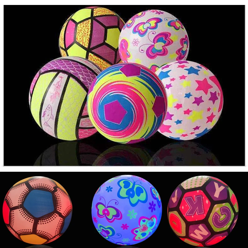 

Kids 22cm Newest Luminous Bouncy Ball Toys Novelty light Inflatable Ball Football Outdoor Sports Game Toys for Children Baby