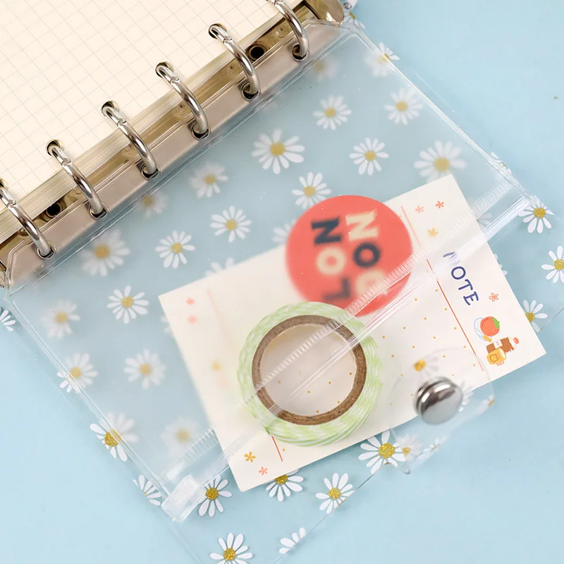 

Kawaii Little Daisy Notebook A6/A7 Transparent 6 Rings Binder File Folder Loose Leaf Ring Binder Kawaii School Office Supplies