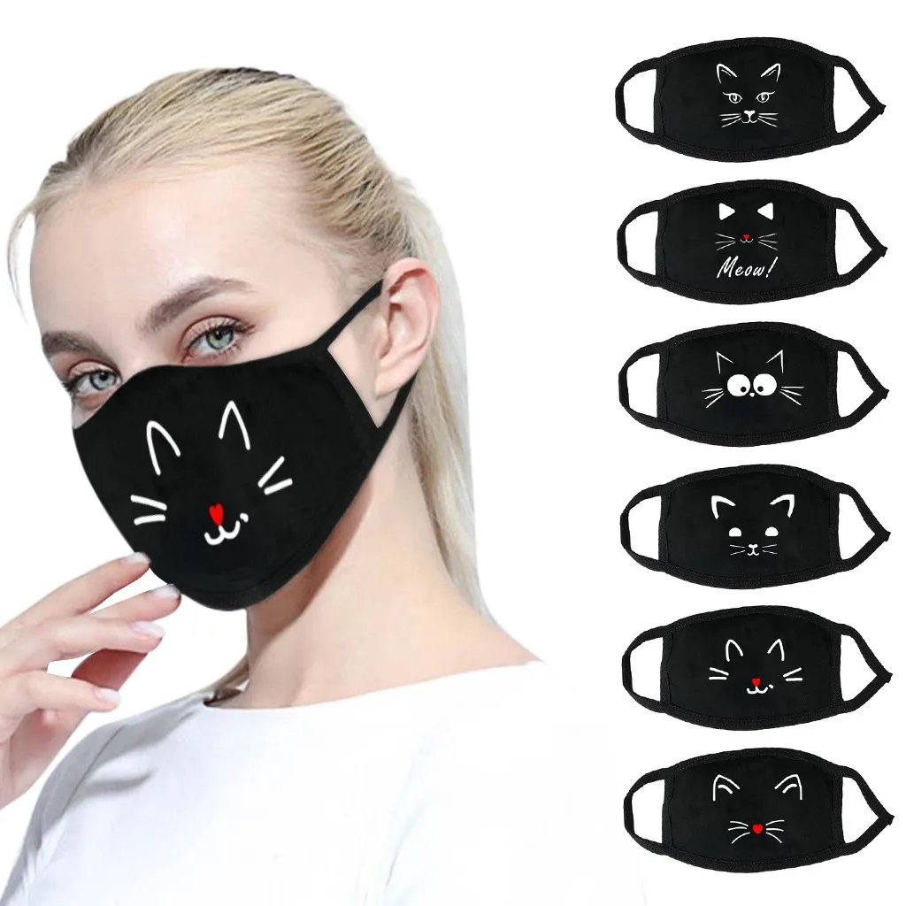 KPOP унисекс милая маска с изображением медведя из мультфильма черная Kawaii для лица