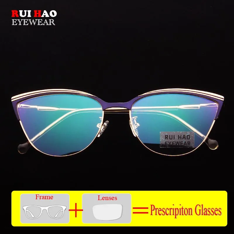 Женские очки кошачий глаз по рецепту полимерные линзы Rui Hao Eyewear модная оправа для