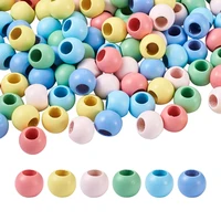 120pcs 15 5x20mm mixed color wooden large hole beads natural wood round bead spacer ball for bracelet diy jewelry making