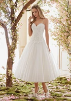 robe de mariage sweetheart spaghetti straps tea length short tulle bridal gown vestido de novia 2018 lace bridesmaid dresses