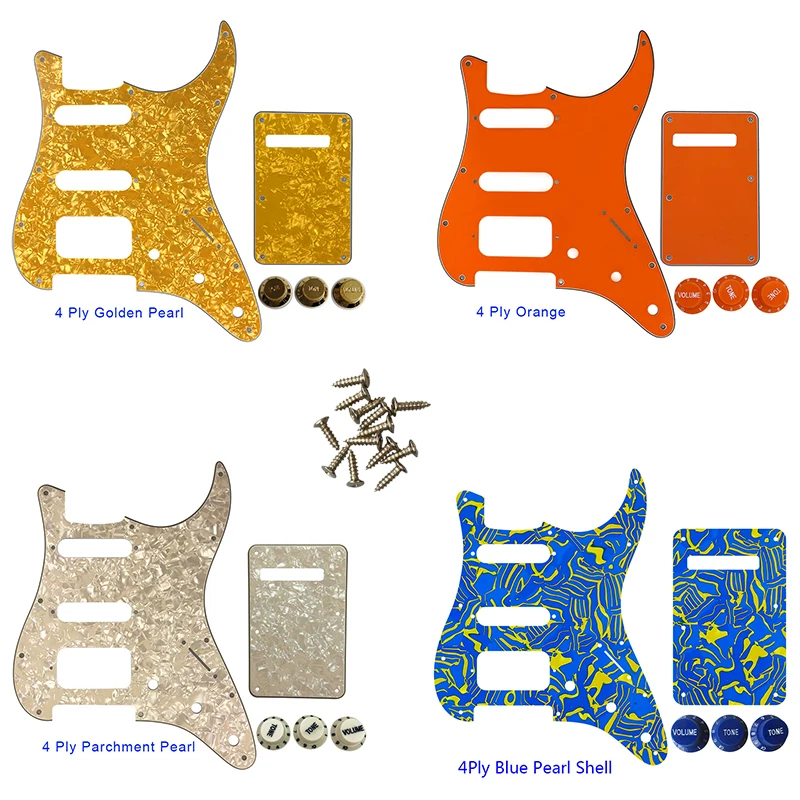 

Custom Guitar Parts - For 72' 11 Screw Hole Standard St Humbcker Hss Guitar Pickguard Scratch Plate & Back Plate & Control Knob