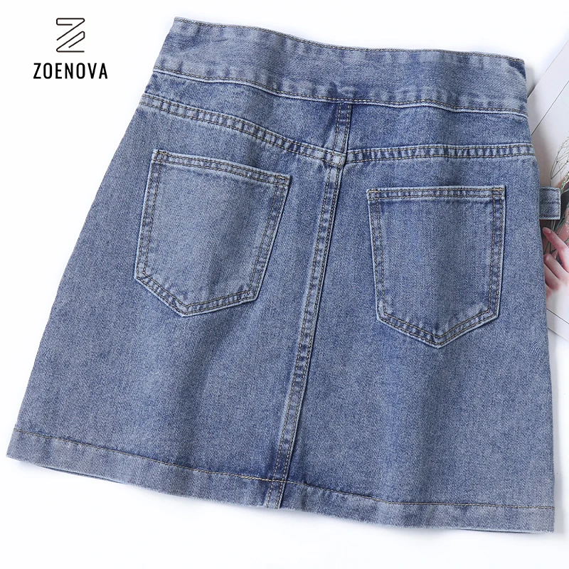 

2021 Summer Shorts Female Denim For Women A-Line Black Solid Buttons Decorate Mini Brief Kawaii Skirt