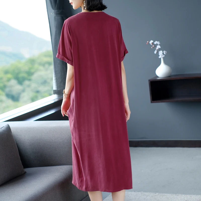 

COIGARSAM 3XL Plus Size Women dress New Summer Dresses Dark Purple Bordeaux Red 8600