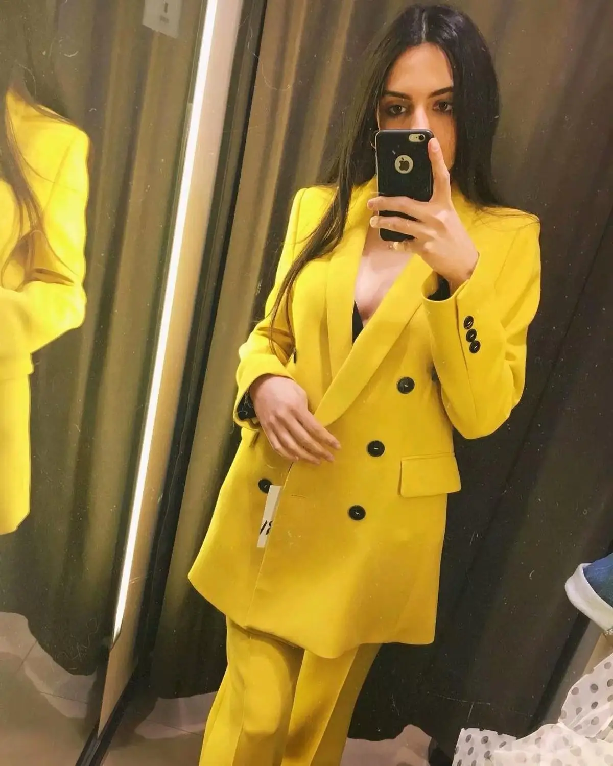 JRHYME винтажный ярко желтый плюс размер двубортный длинный рукав Однотонный