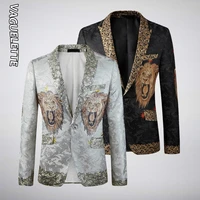 vaguelette luxury brand lion pattern blazer men fashion stage jacket coat wedding party coat 2022 for singer groom coat suit