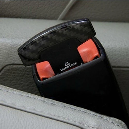 

2 Pcs Safety Belt Buckles Real Carbon Fiber Car Seat Safty Belt Alarm Canceler Stopper Safety Belt Buckle