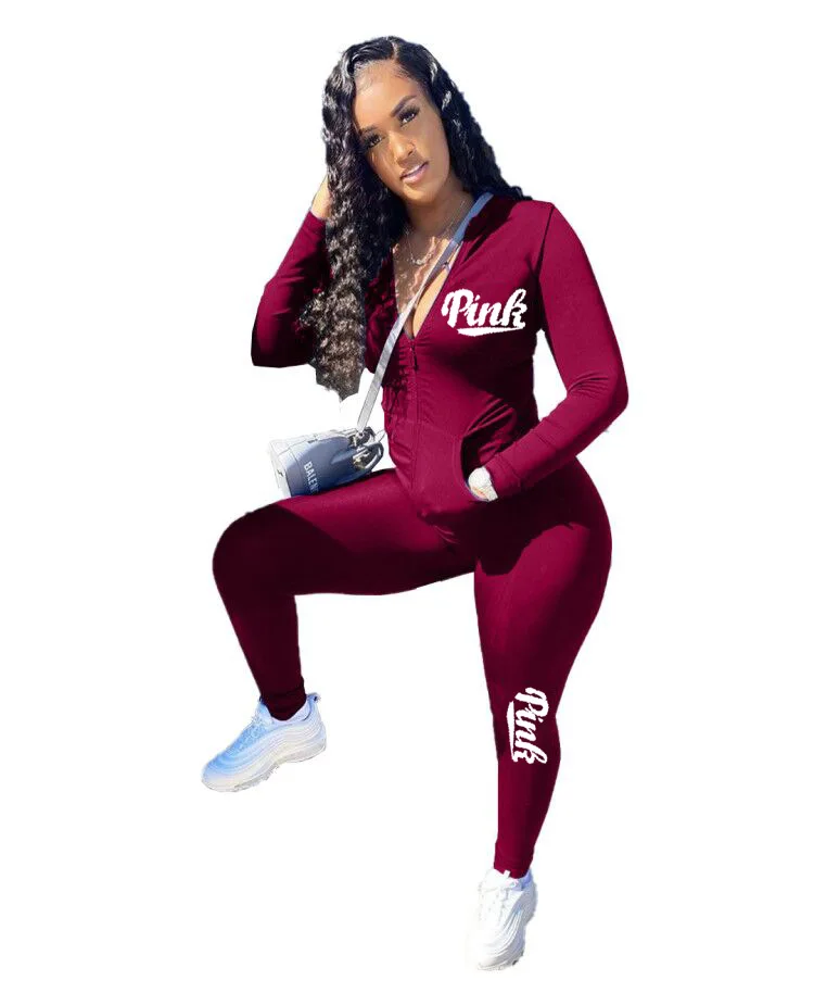 

Letter Pink 2021 Hot Sale New Design style Women Casual Clothing Sweatwear Sweet Sexy Fashion Soft Good Fabric cool soft P1047