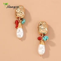 hongye vintage new natural irregular pearl drop earrings for women fashion brincos fine jewelry statement dangle hot selling