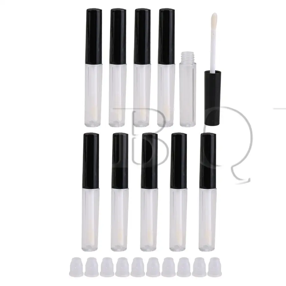

10Pcs Black Lip Gloss Tube Empty Lip Gloss Containers Clear Lip Balm Bottle