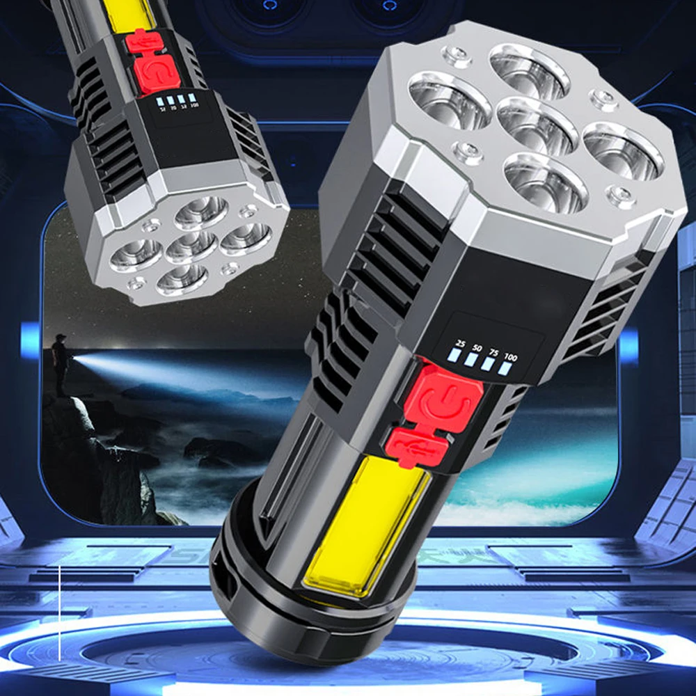 Мощный водонепроницаемый светодиодный фонарик с 5 Светодиодами 4 режима фонарики