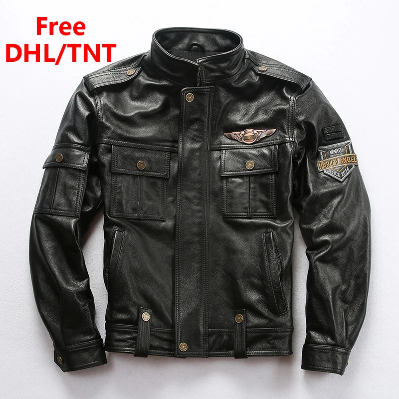 

2020 New Genuine Leather Jacket Men's 007th Anniversary War Police Jacket Military Cowhide Leather Coats Fast Ship Free DHL/TNT