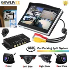 4-канальная Черная Камера заднего вида OOWLIVEE, вид 360, Передняя камера, правый левый и боковой монитор, круговой обзор 360 Авто