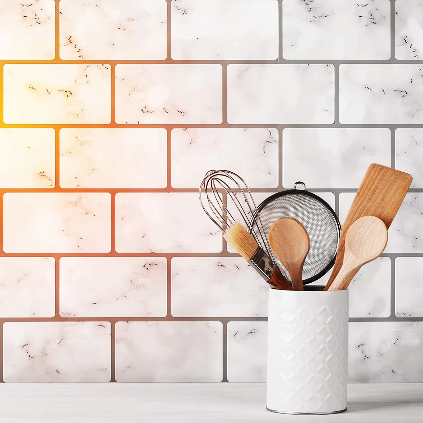 

Wallpaper Sticker Waterproof Backsplash Tiles Thicker 30.5X30.5CM Self-Adhesive Kitchen 12" X 12" Heat & Moisture Resistant