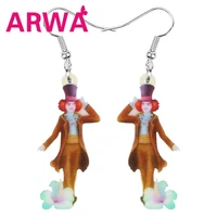 arwa acrylic elegant flower mat king earrings printing long cartoon dangle drop jewelry for women girl charm gift decoration