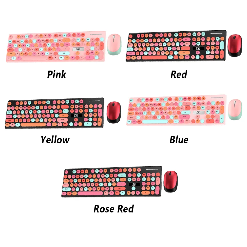 

Desktop PC For Laptop Portable Office Work Home Keyboard Mouse Combo Cute Round Rechargeable 2.4G Wireless Full Size Computer