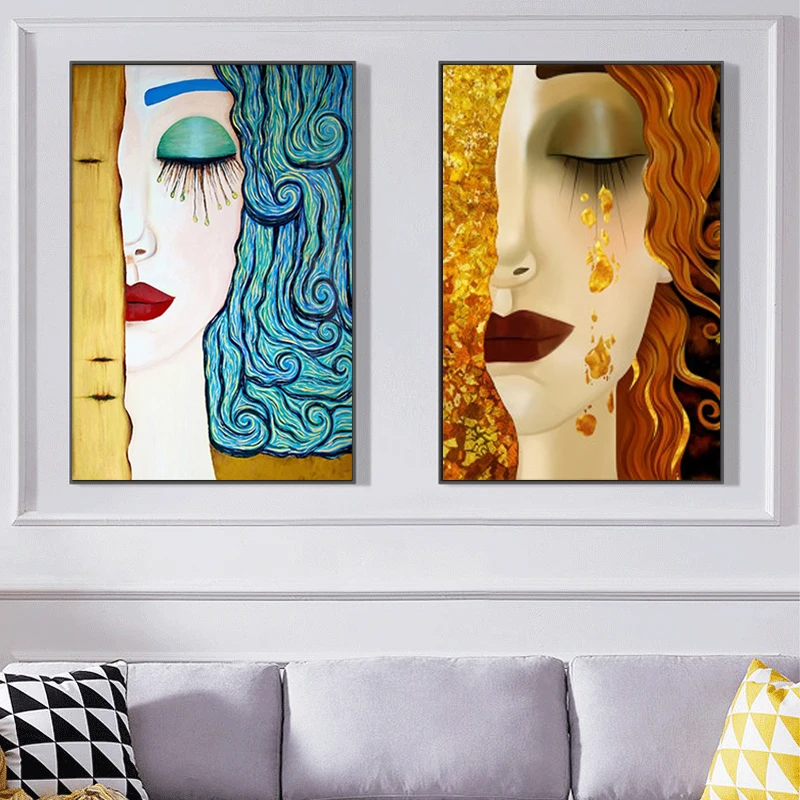 От Gustav Klimt Kiss Tear холст постер искусство известные картины современное настенные
