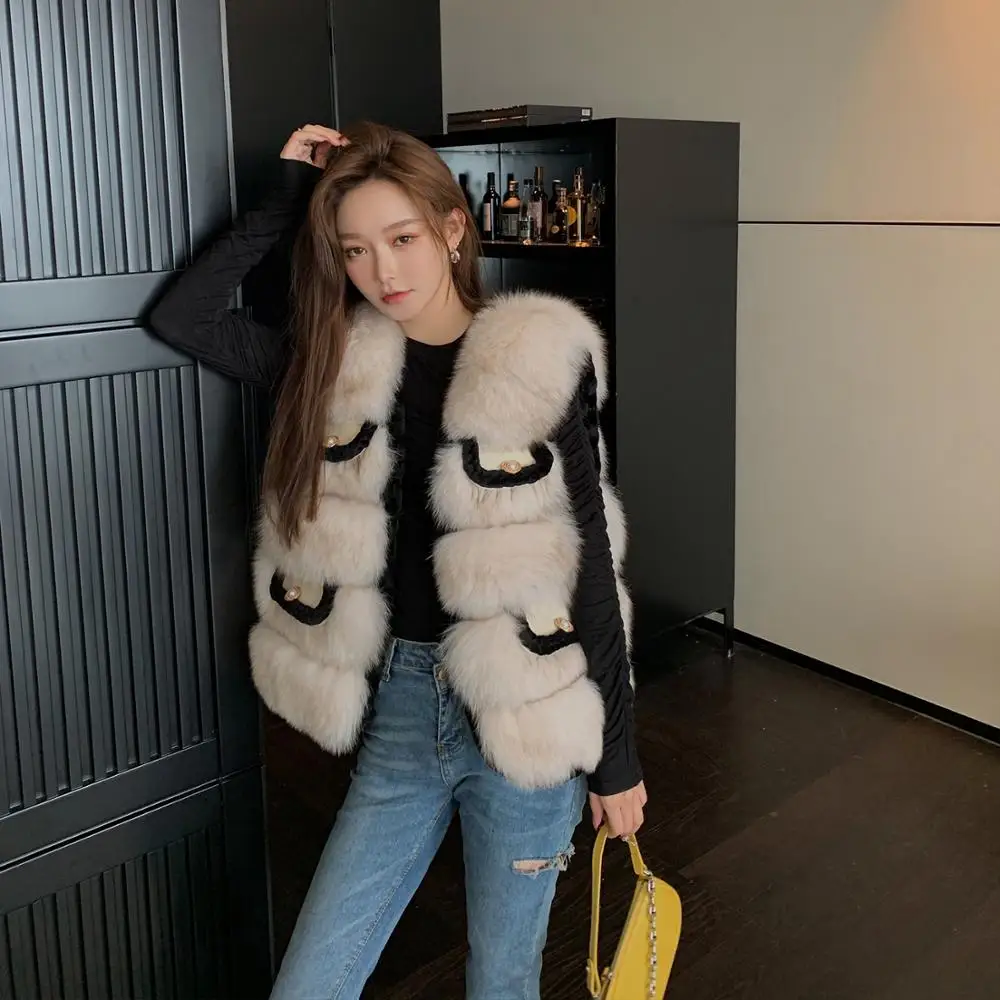 Томас Тина 2020 новый 100% натурального меха лисы куртка Женская Роскошная зимняя