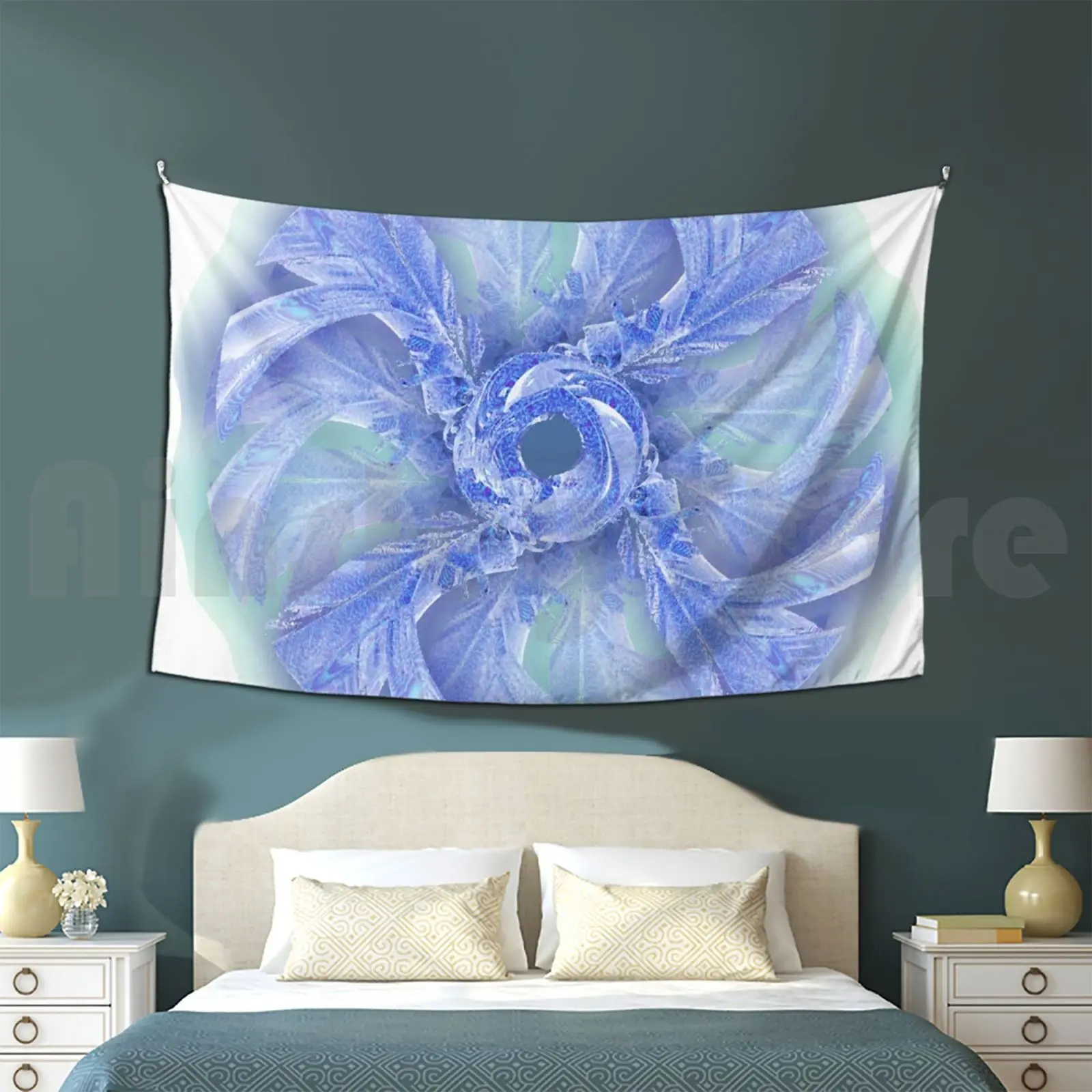 

Мельница-Синий Гобелен для гостиной, спальни, мельница, спиральный Фрактал