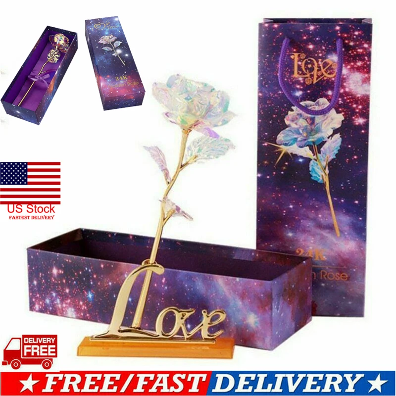 Светодиодный светильник 24K Galaxy роза Романтический кристалл розы цветок с