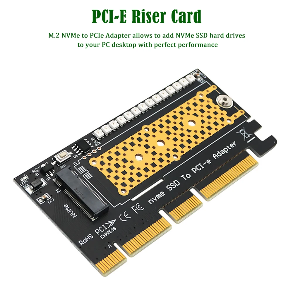 

M.2 to PCI-E 3.0 4X 8X 16X LED Expansion Card Computer Adapter SSD Solid State Drive Adapter Card Supports NVME M.2 hard drive