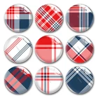 Ручной работы буйвола в клетку, цвет темно-синий, красный июля 4th США Круглый Фото Стекло кабошоны демо с плоской задней частью 