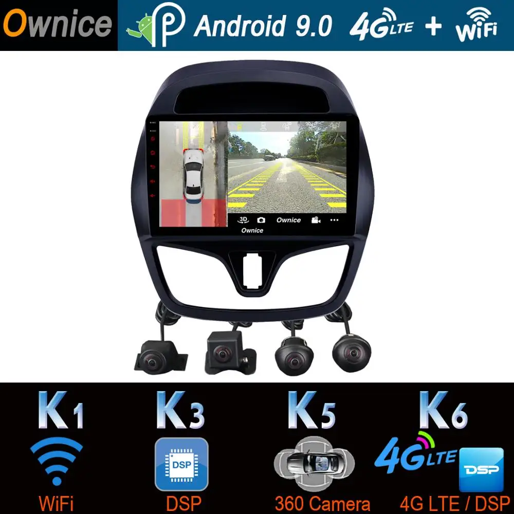 360°Panoramic Android 9.0 4G+64G GPS Radio Auto CarPlay SPDIF DSP Car Multimedia Player for Chevrolet Spark Beat Matiz 2015-2019 |