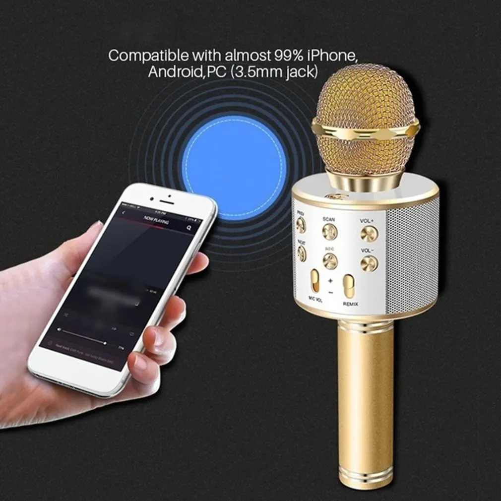 

Bluetooth Wireless Karaoke Microphone Wireless Microphone KTV Professiona Speaker Handheld Microfone Player Singing Recorder Mic